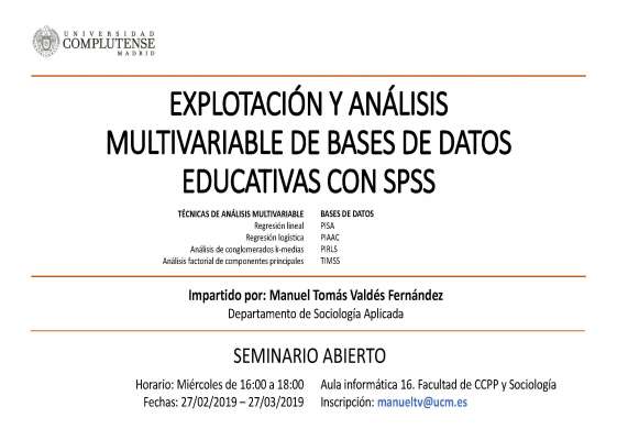 Seminario-taller sobre Tratamiento y análisis multivariable de Bases de Datos educativos
